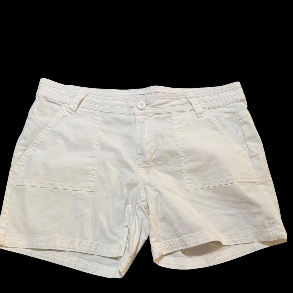 Prana Women White Organic Cotton Stretch  Shorts Size 10 Coastal Beach